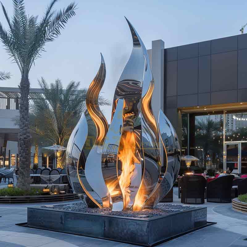 Large Abstract Metal Flame Sculpture - BBQ Restaurant Theme Sculpture DZ-492