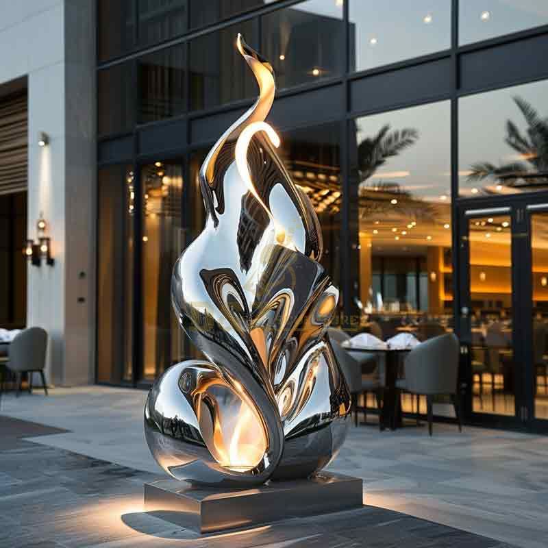 Large Abstract Metal Flame Sculpture - BBQ Restaurant Theme Sculpture DZ-492