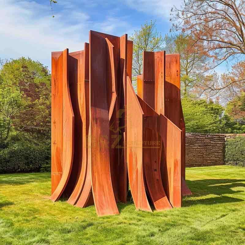 Large geometric abstract Corten steel tree garden sculptures DZ-493
