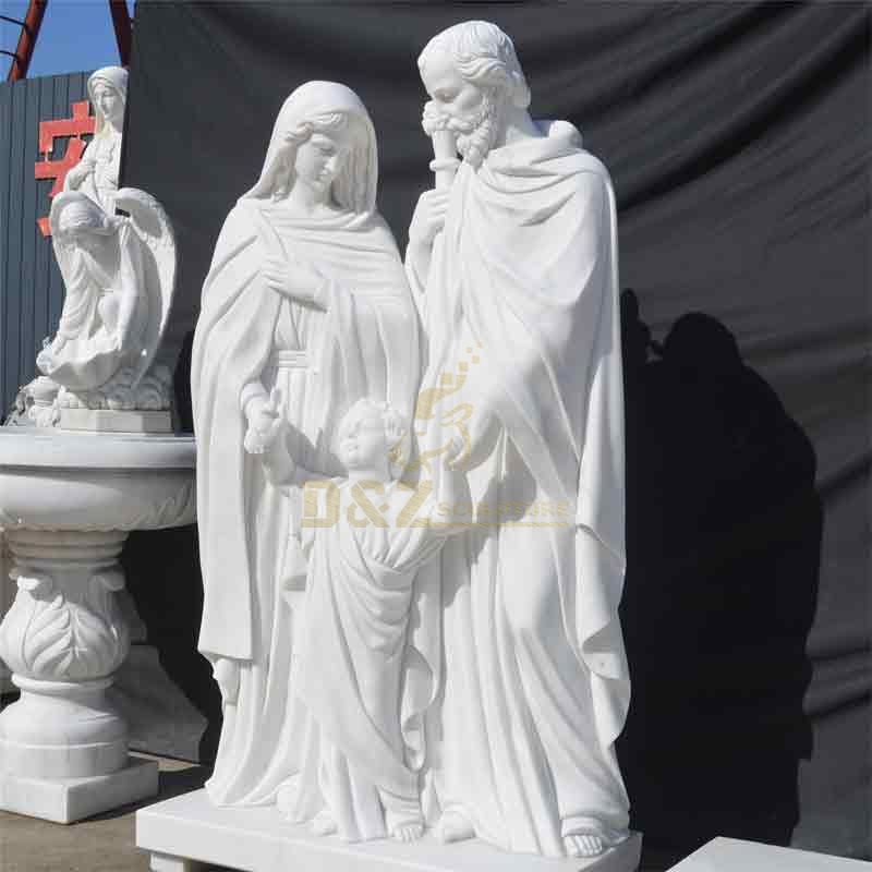 Outdoor White Marble Life Size Catholic Holy Family Statue for Sale DZ-494