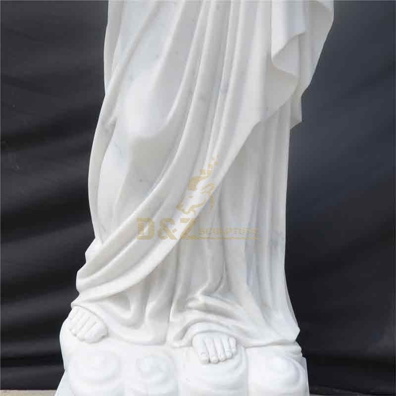 Custom White Marble Virgin Mary Holding Baby Jesus Statue DZ-497