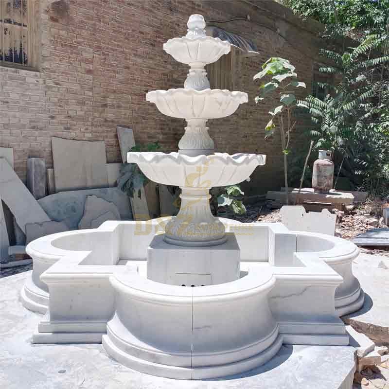 Large White Marble Outdoor Fountain Sculpture For Sale DZ-499