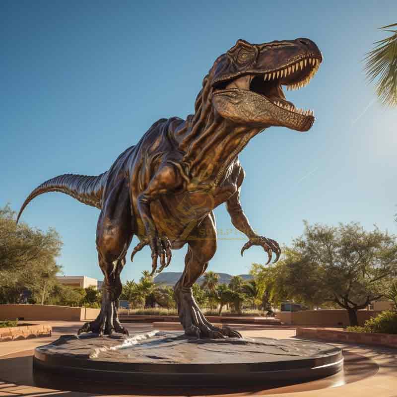 Large outdoor bronze dinosaur statue for sale