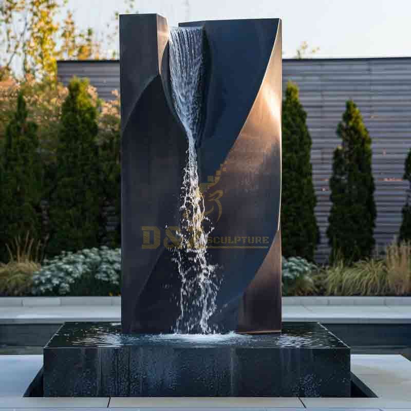 Modern black metal outdoor waterfall fountain sculptures - hotel villa garden decor DZ-506
