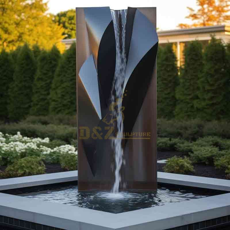 Modern black metal outdoor waterfall fountain sculptures - hotel villa garden decor DZ-506