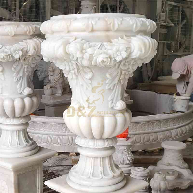 large natural marble outdoor flower pots for sale DZ-511