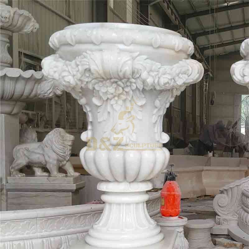 large natural marble outdoor flower pots for sale DZ-511