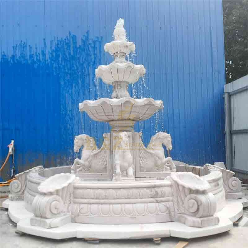 Exquisite Large White Marble Pegasus Fountain Sculpture for Sale DZ-515