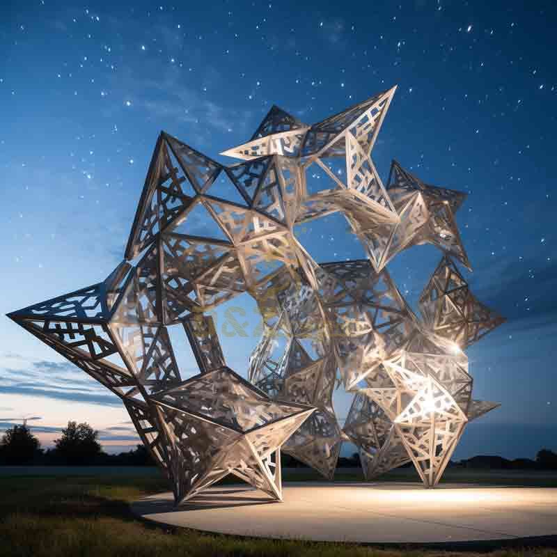 Large Geometric Metal Star Sculpture: Outdoor Abstract Art Installation DZ-516