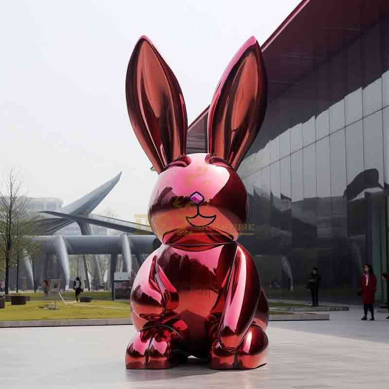 Cute stainless steel rabbit sculpture