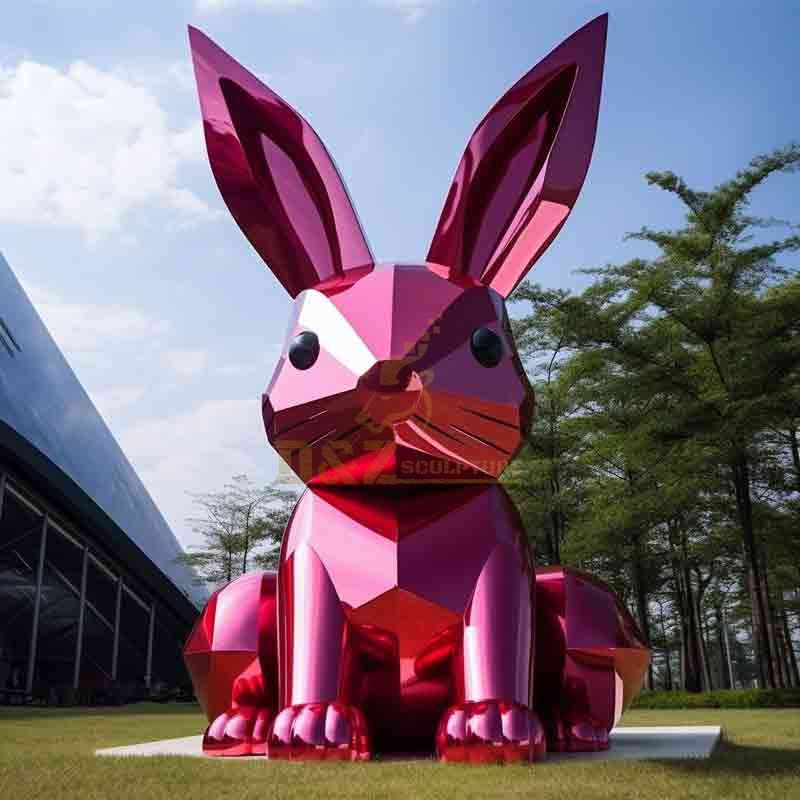 Cute stainless steel rabbit sculpture