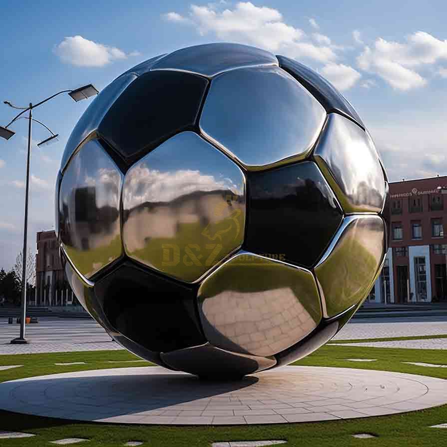 Large stainless steel electroplating football sculpture custom DZ-520