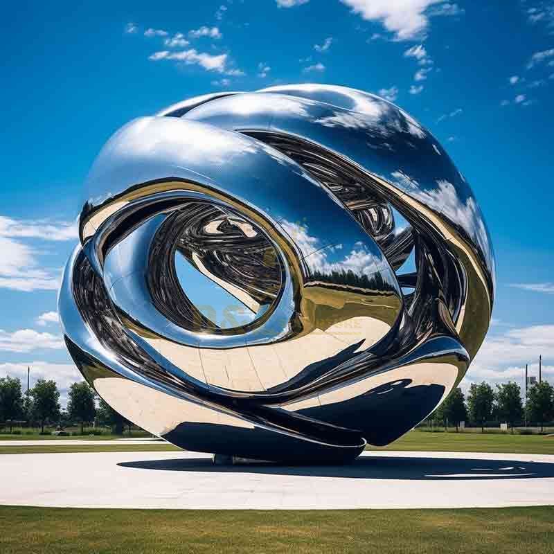 Large outdoor stainless steel abstract sphere sculpture custom DZ-521