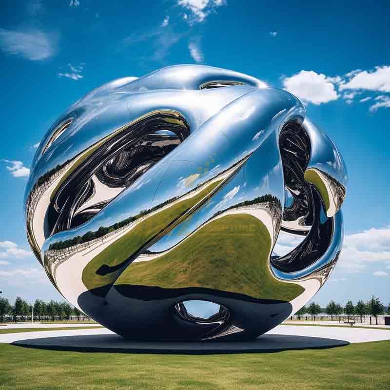 Large outdoor stainless steel abstract sphere sculpture custom DZ-521