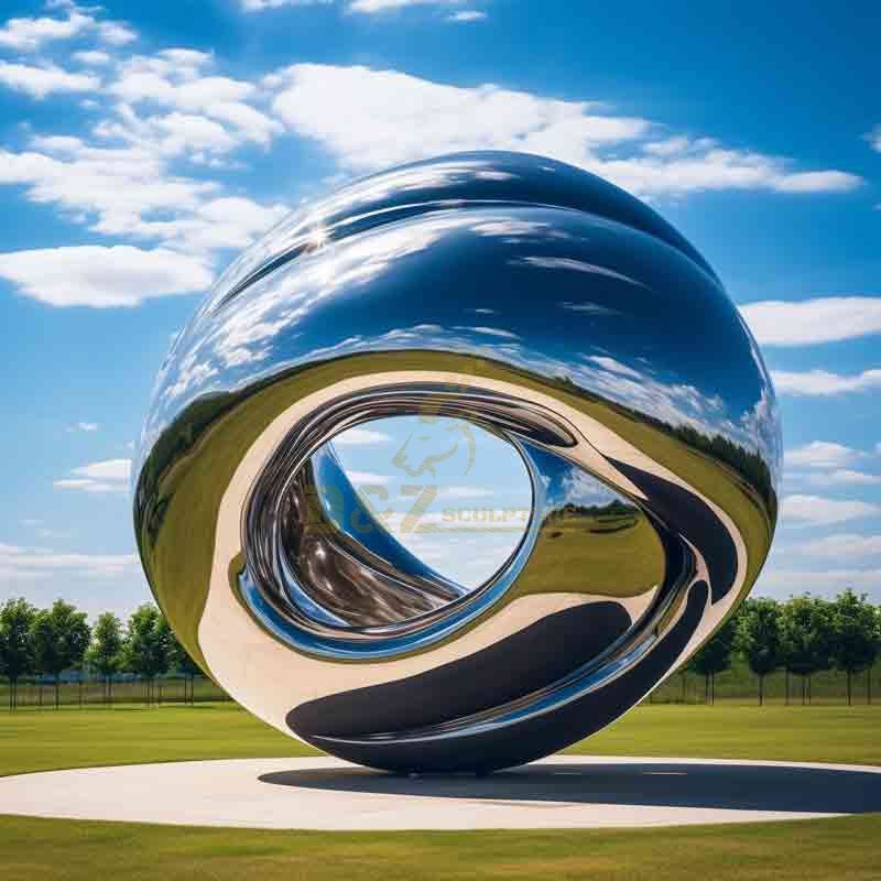 Large outdoor stainless steel abstract sphere sculpture custom DZ-521