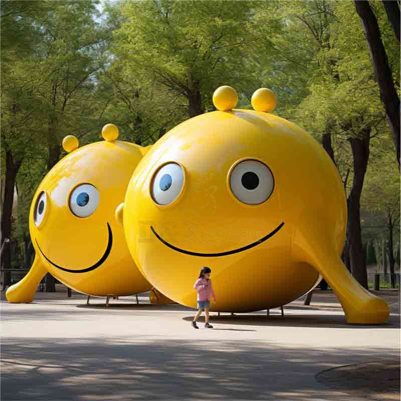 Large yellow emoji metal sculptures with tentacles custom DZ-522