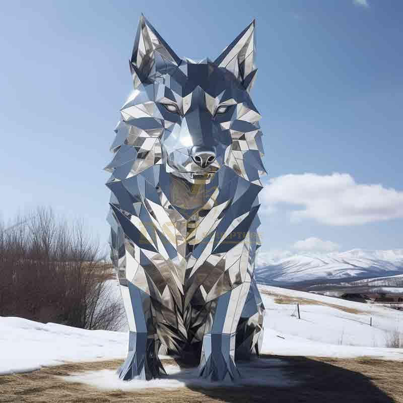 Stainless steel large geometric wolf sculptures for sale DZ-525