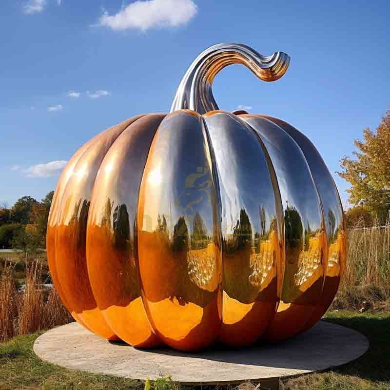 Custom stainless steel giant yellow pumpkin sculpture