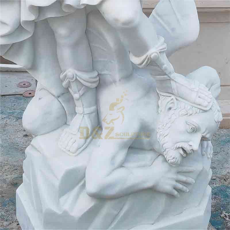 White marble Archangel Michael and devil statue for sale DZ-531