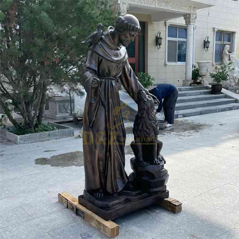 Life Size Bronze St. Francis and Wolf Statue for Sale DZ-537