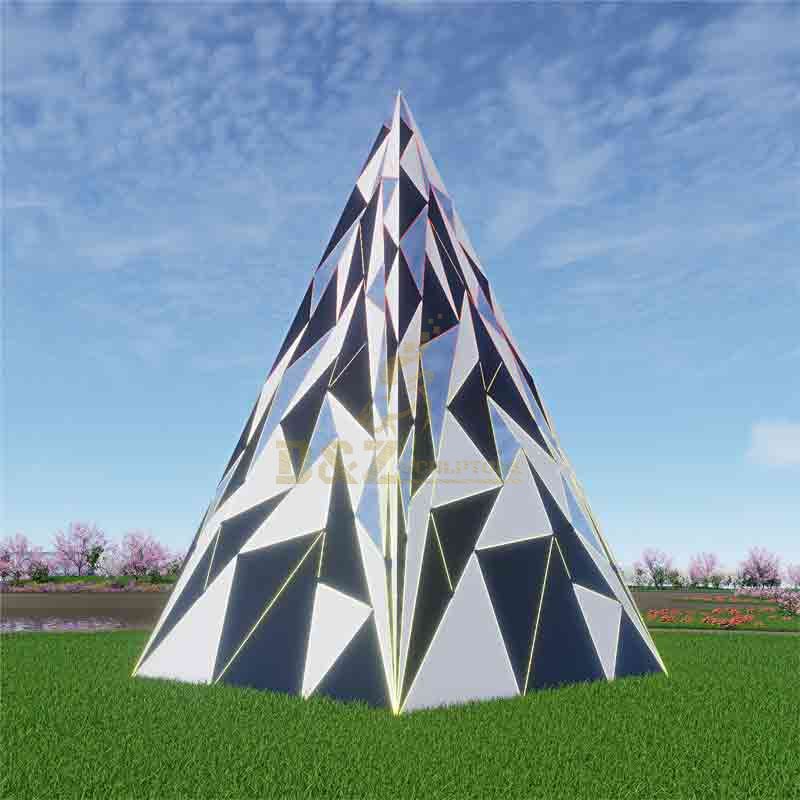 Modern Geometric Triangle Metal Christmas Tree Sculpture for Sale DZ-540