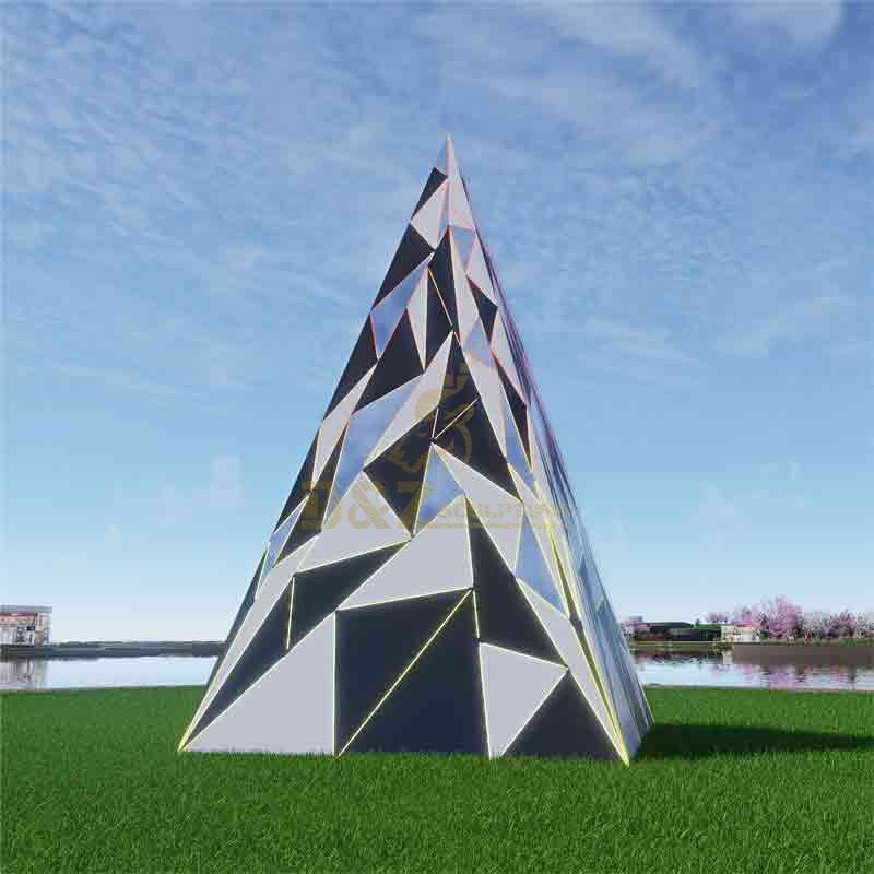 Modern Geometric Triangle Metal Christmas Tree Sculpture for Sale DZ-540