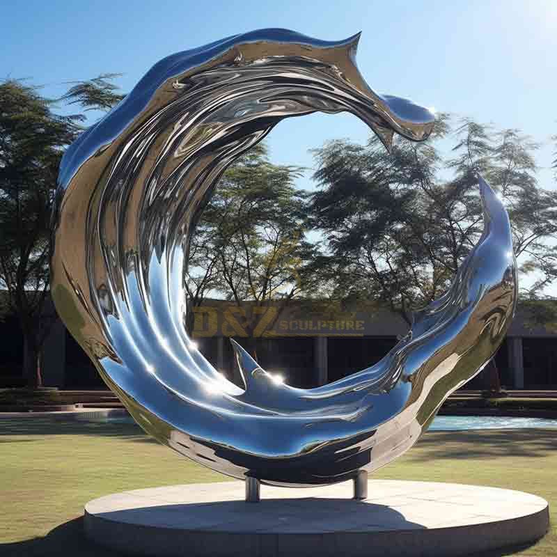 Large mirrored stainless steel metal wave sculptures for sale DZ-542