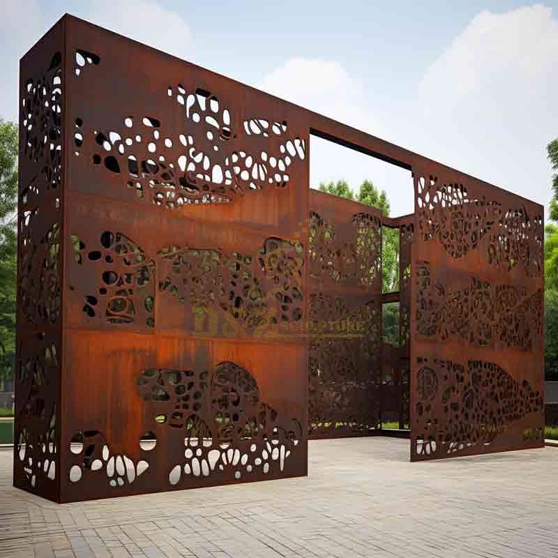 Large decorative corten steel laser cut garden screens sculpture for sale DZ-545