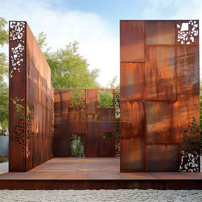 Large decorative corten steel laser cut garden screens sculpture for sale DZ-545