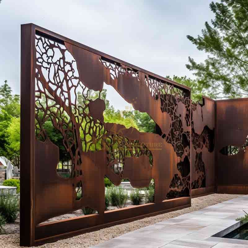 Large decorative corten steel laser cut garden screens sculpture for sale DZ-545