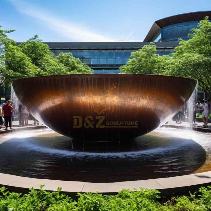 Large Corten steel water bowl fountain sculpture for sale DZ-546