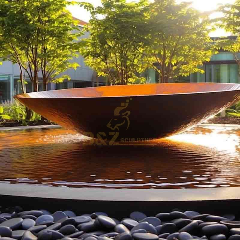 Large Corten steel water bowl fountain sculpture for sale DZ-546