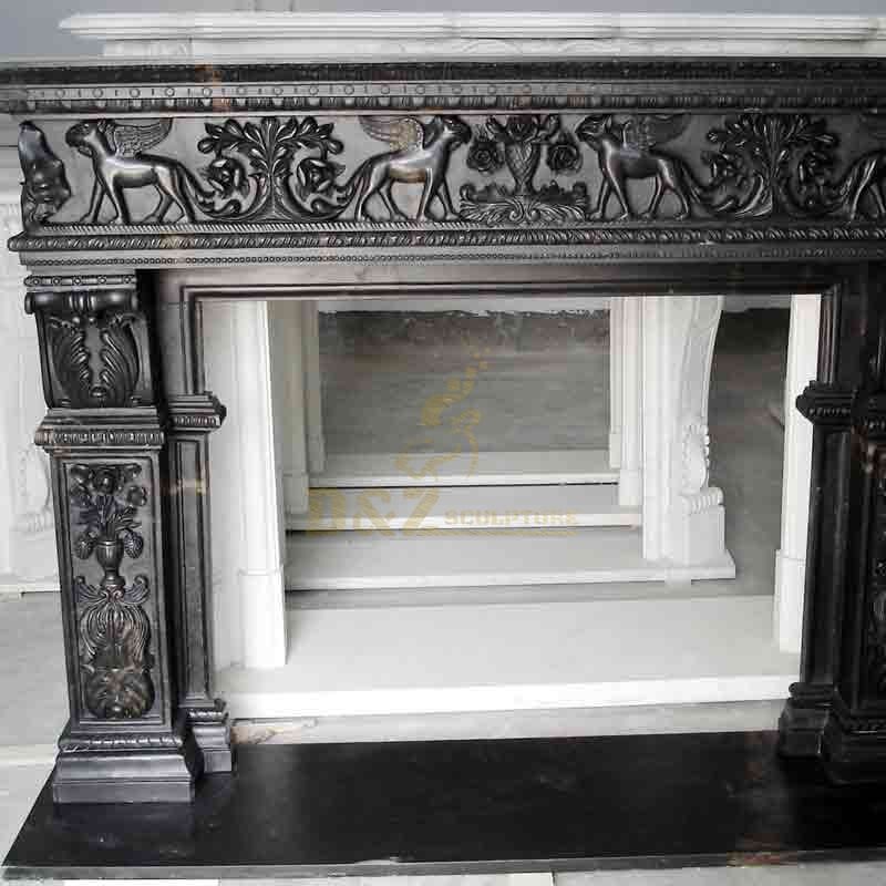 Black Marble Fireplace Mantel Surround Sculptures for Sale DZ-547