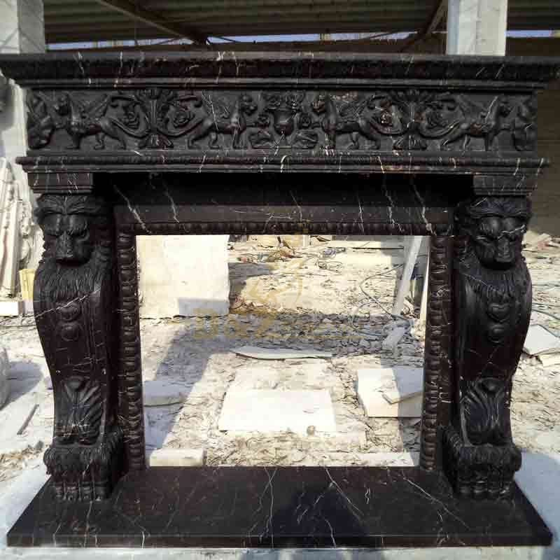 Black Marble Fireplace Mantel Surround Sculptures for Sale DZ-547