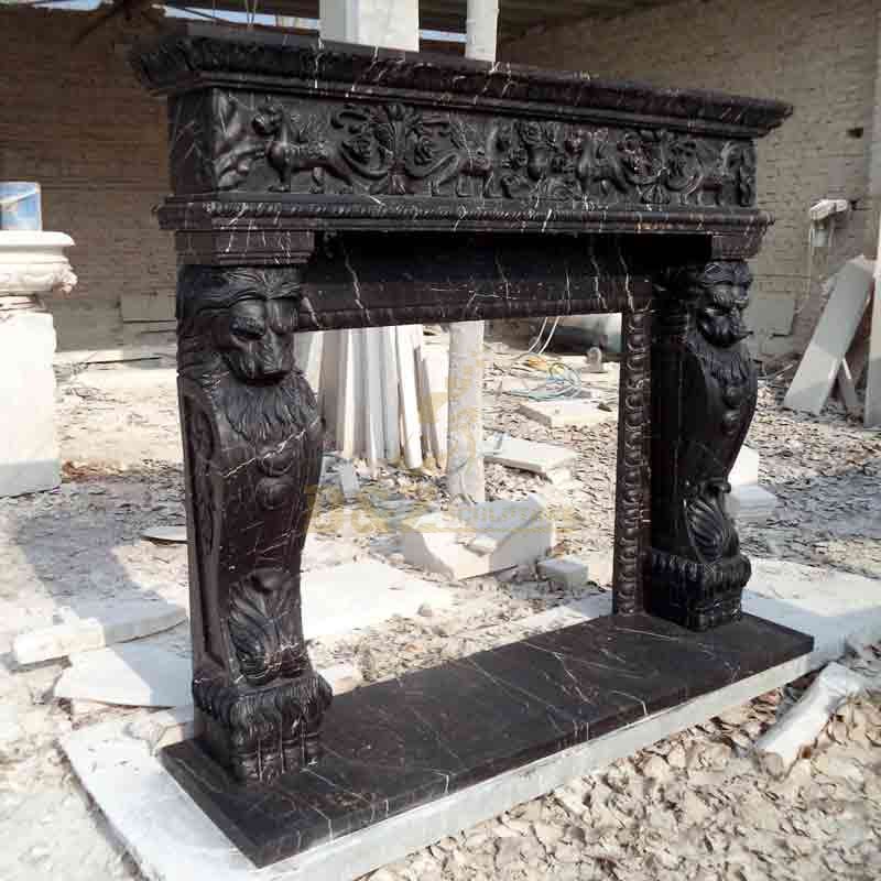 Black Marble Fireplace Mantel Surround Sculptures for Sale DZ-547