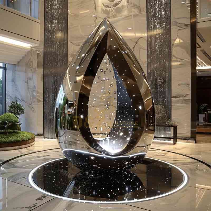 Custom modern large metal water drop shaped fountain sculpture DZ-549