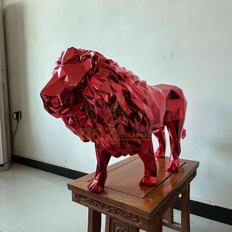 Bulk Custom Red Geometric Metal Cheetah Lion Tiger Sculptures, Hotel Project DZ-550