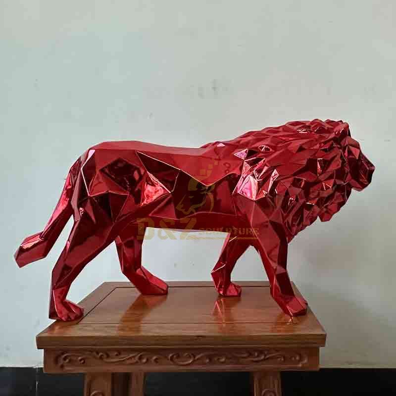 Bulk Custom Red Geometric Metal Lion Sculptures, Hotel Project DZ-550