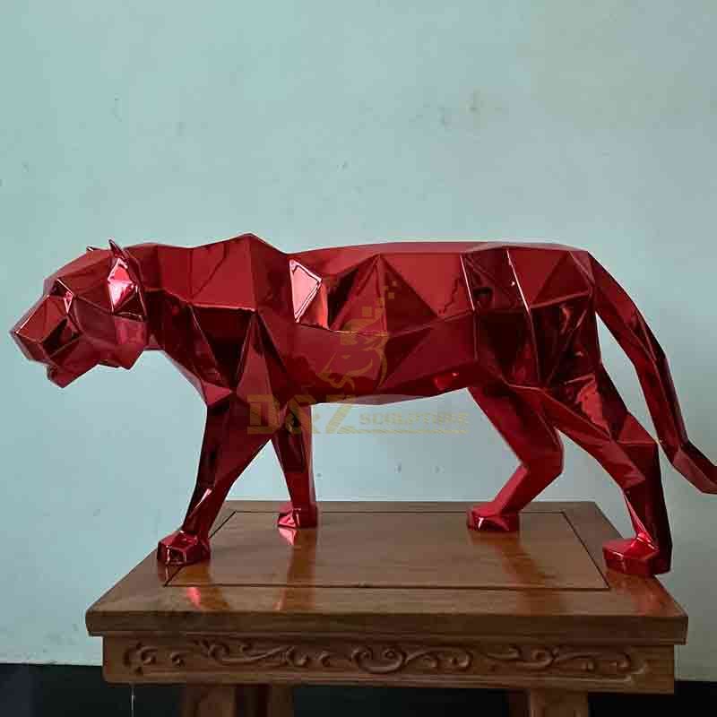 Bulk Custom Red Geometric Metal Tiger Sculptures, Hotel Project DZ-550