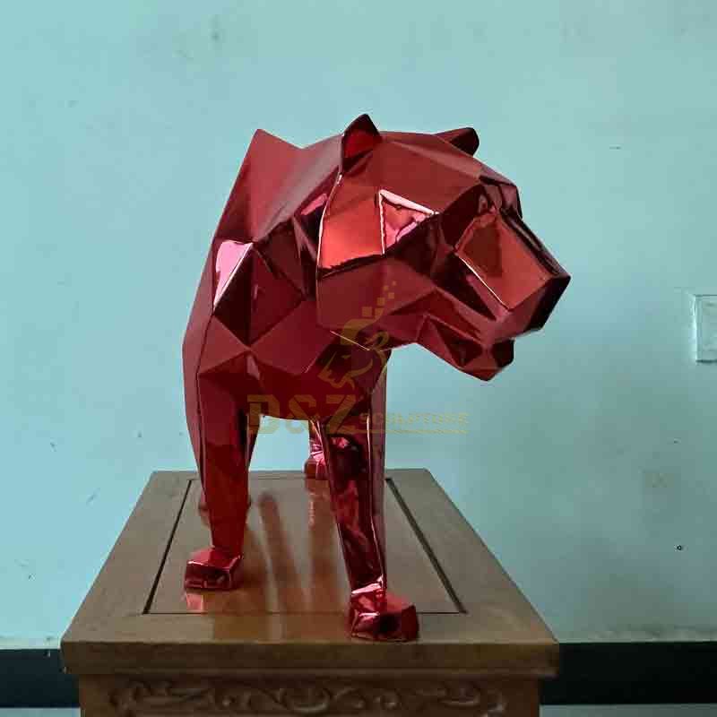 Bulk Custom Red Geometric Metal Tiger Sculptures, Hotel Project DZ-550