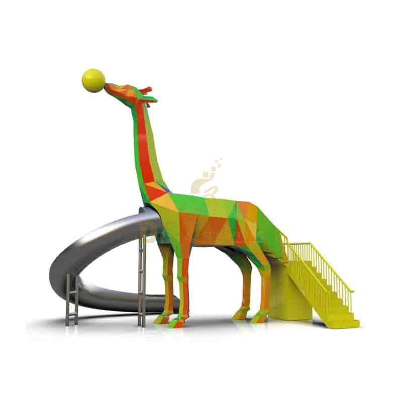 Modern metal giraffe sculpture slide for playground project DZ-551