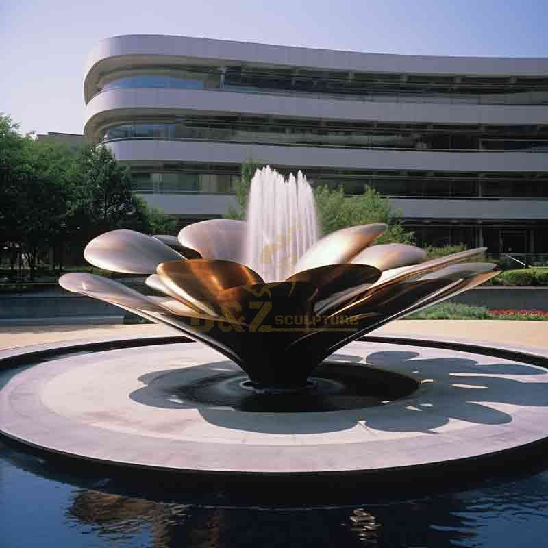 Modern Metal Outdoor Fountain Sculpture: Abstract Flower Design DZ-553