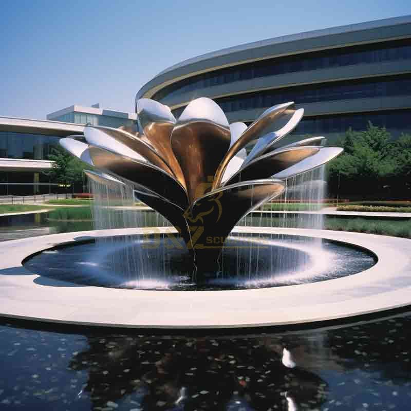 Modern Metal Outdoor Fountain Sculpture: Abstract Flower Design DZ-553