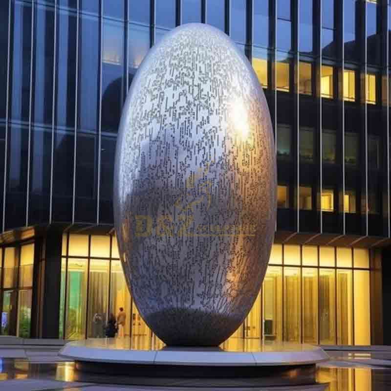 Oval egg-shaped stainless steel sculpture: The intersection of stars and life DZ-555