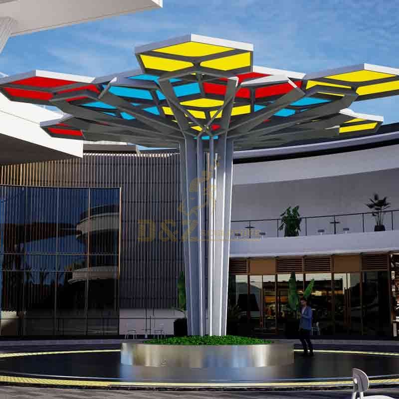 Modern geometric tree-shaped metal Pergola sculpture - creative design & custom DZ-558