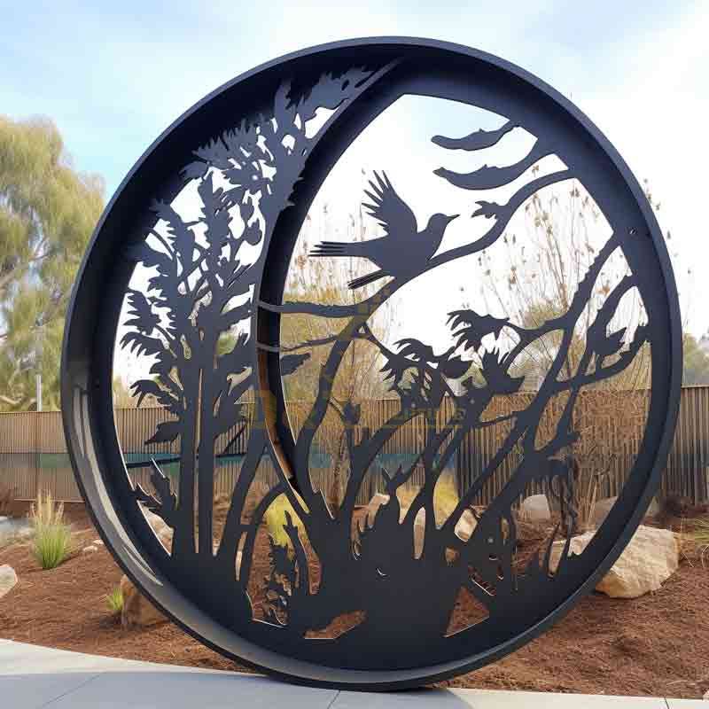 Large Stainless Steel Hollow Round Metal Art Wall Sculpture Custom DZ-560