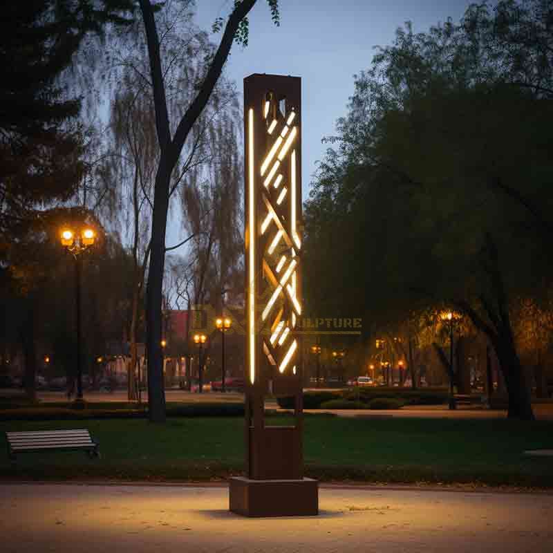 Modern outdoor metal hollow lighting art sculpture for park DZ-562