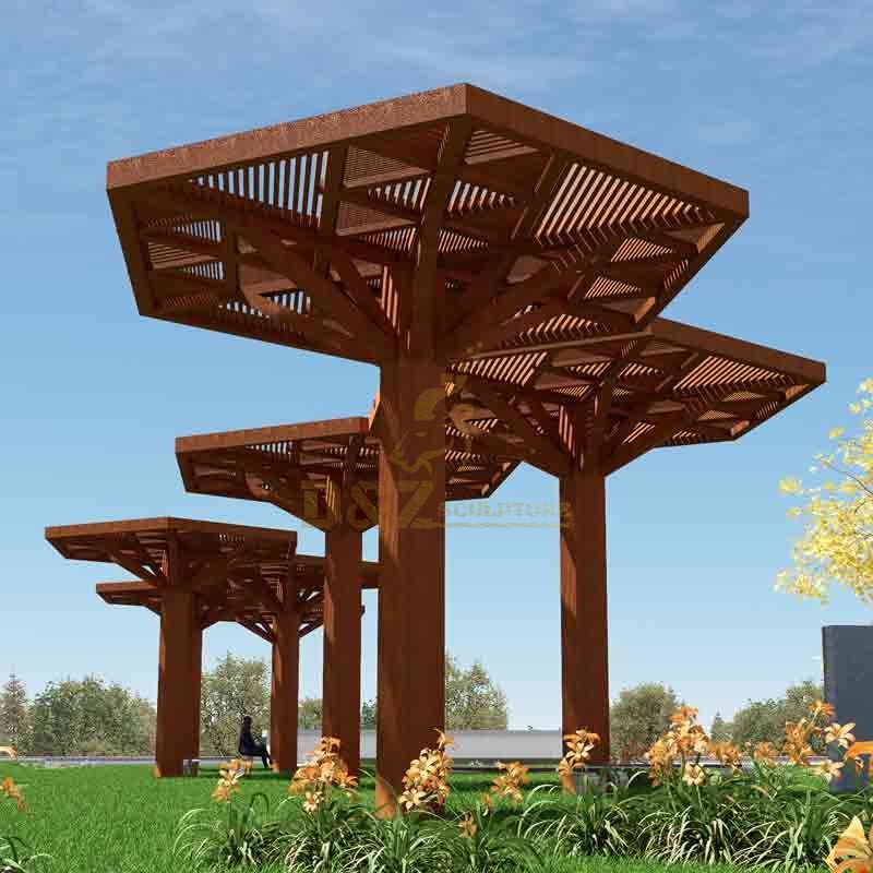 Large corten steel garden tree sculptures for sale DZ-564