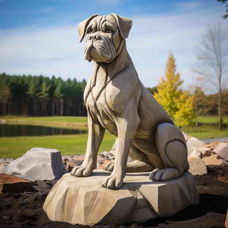 Life size boxer dog garden lawn statue