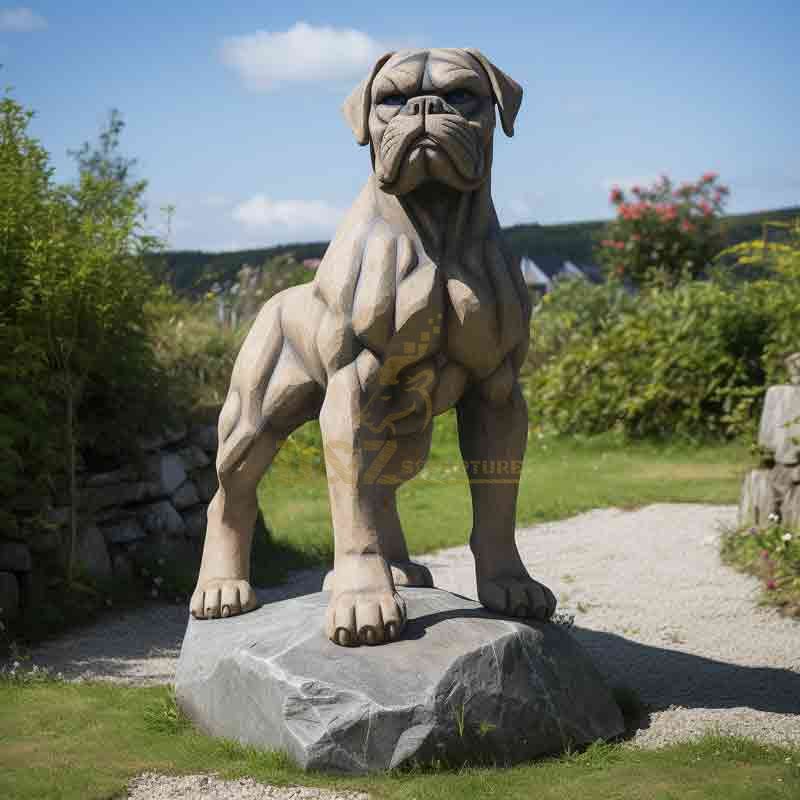 boxer dog garden lawn statue